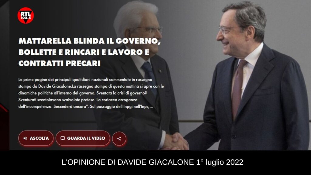 Davide Giacalone rtl 1 luglio 2022