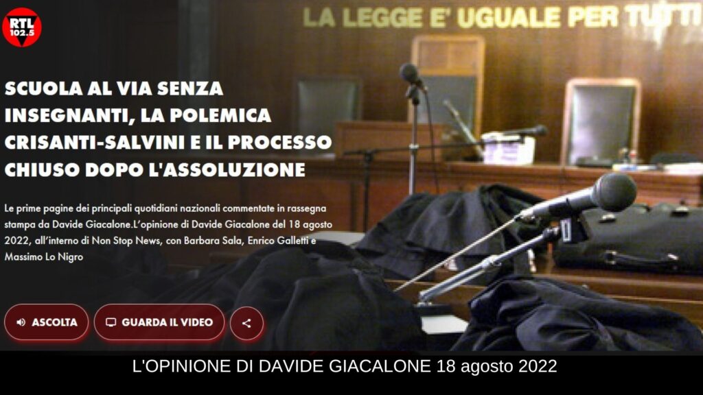 Davide Giacalone rtl 18 agosto