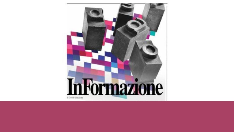 InFormazione Composizione grafica con caratteri tipografici e scritta “Informazione” su sfondo colorato pixelato