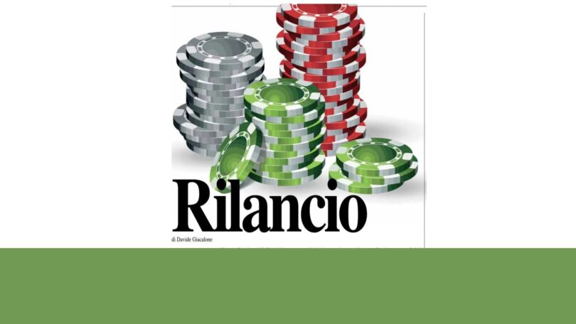 Pile di fiches da poker di diversi colori con la scritta “Rilancio”, metafora della necessità di cambiare strategia politica e istituzionale dopo il referendum.