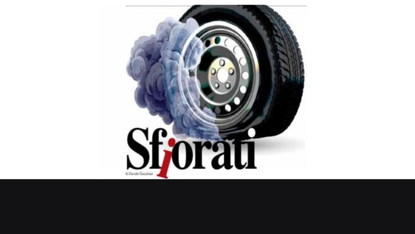 Sf(i)orati Illustrazione di una ruota che produce fumo accanto alla scritta “Sfiorati”, a simboleggiare il rischio ignorato o appena sfiorato